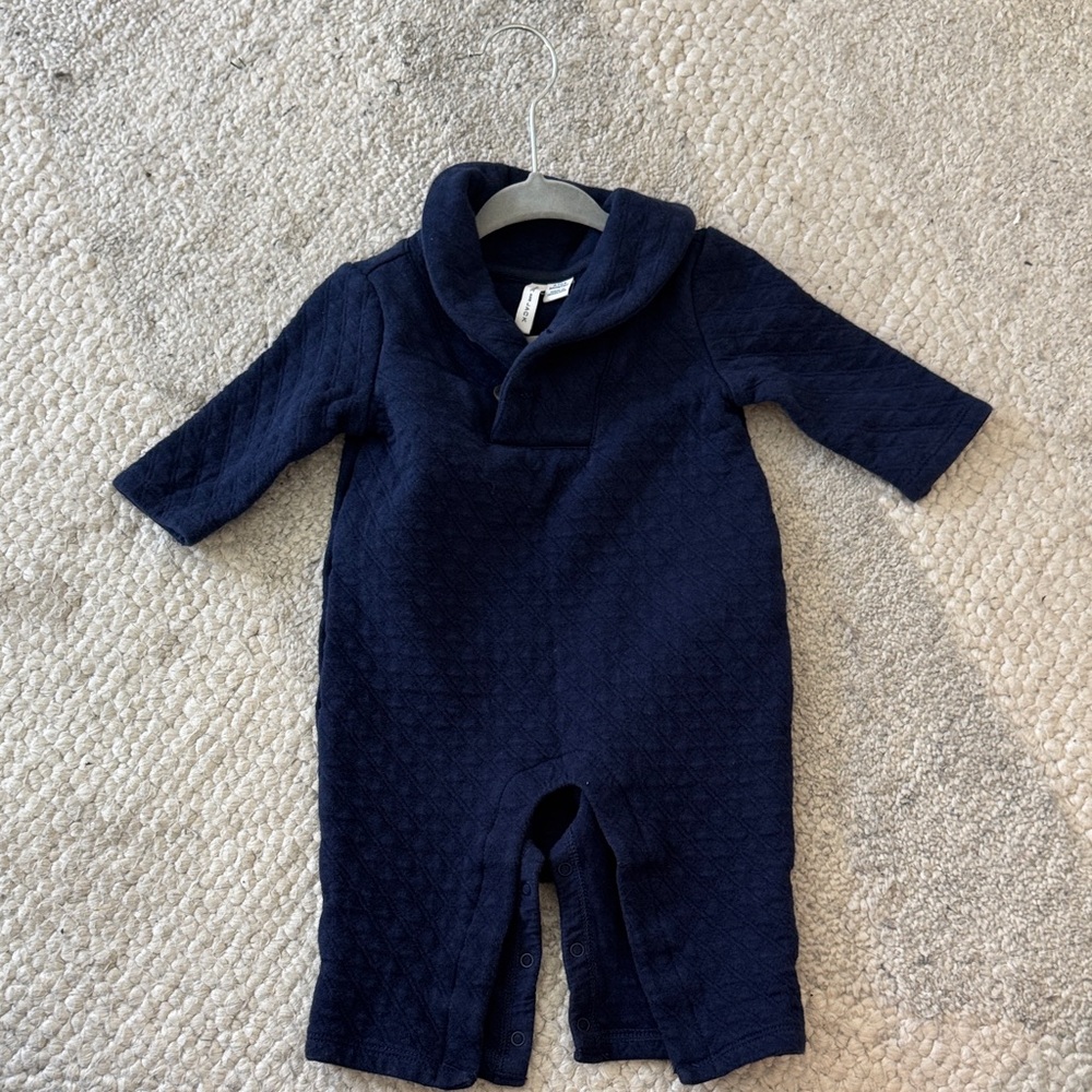 Janie and Jack Dark Blue Baby Romper